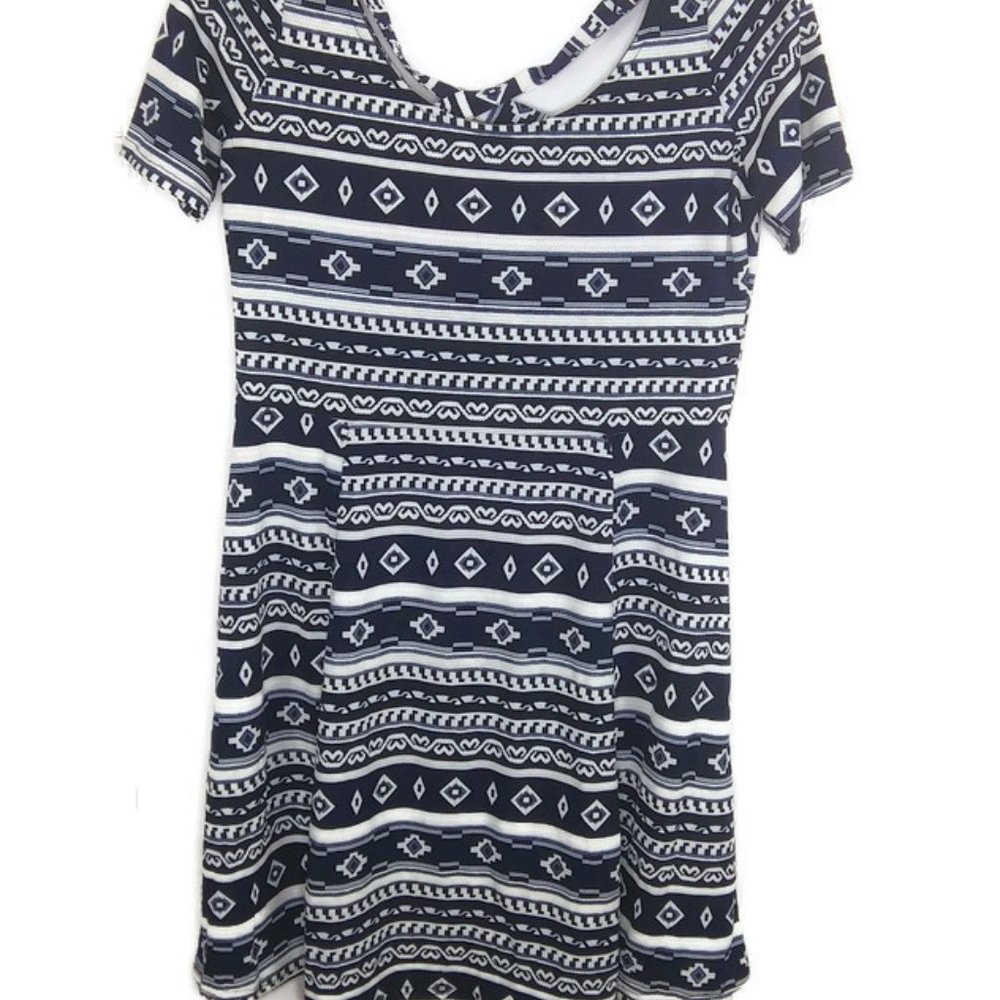 Julia Navy White Aztec Boho Dress